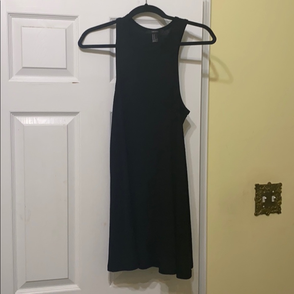 Black rib knit swing dress